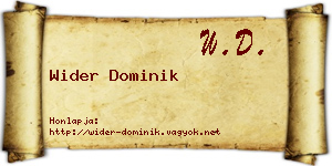 Wider Dominik névjegykártya